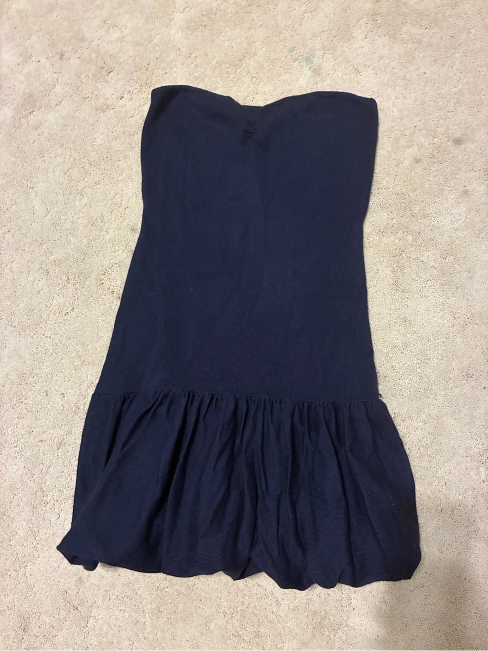 NWT Freshman 1996 Strapless Bubble Hem Mini Dress Navy Blue Size L